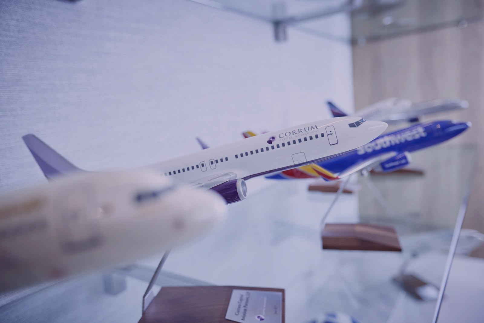 A Corrum-branded aircraft model, aviation industry detail.